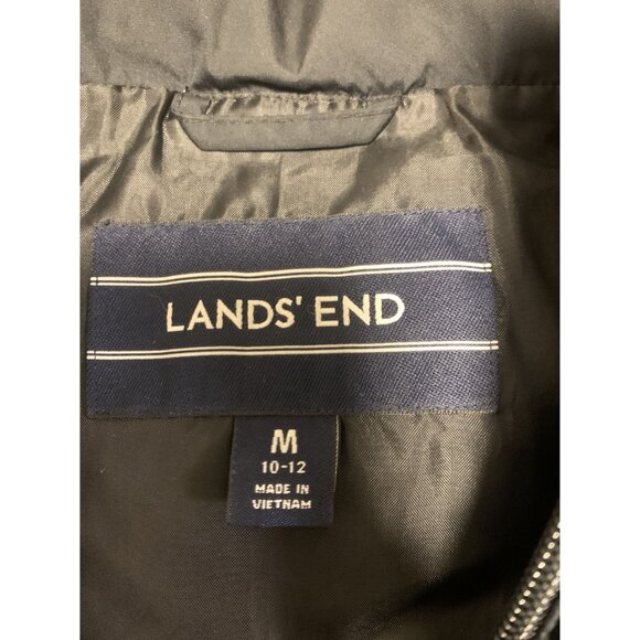 Lands End Black Puffer Full Zip Vest Size M (10-12) - Picture 4 of 8